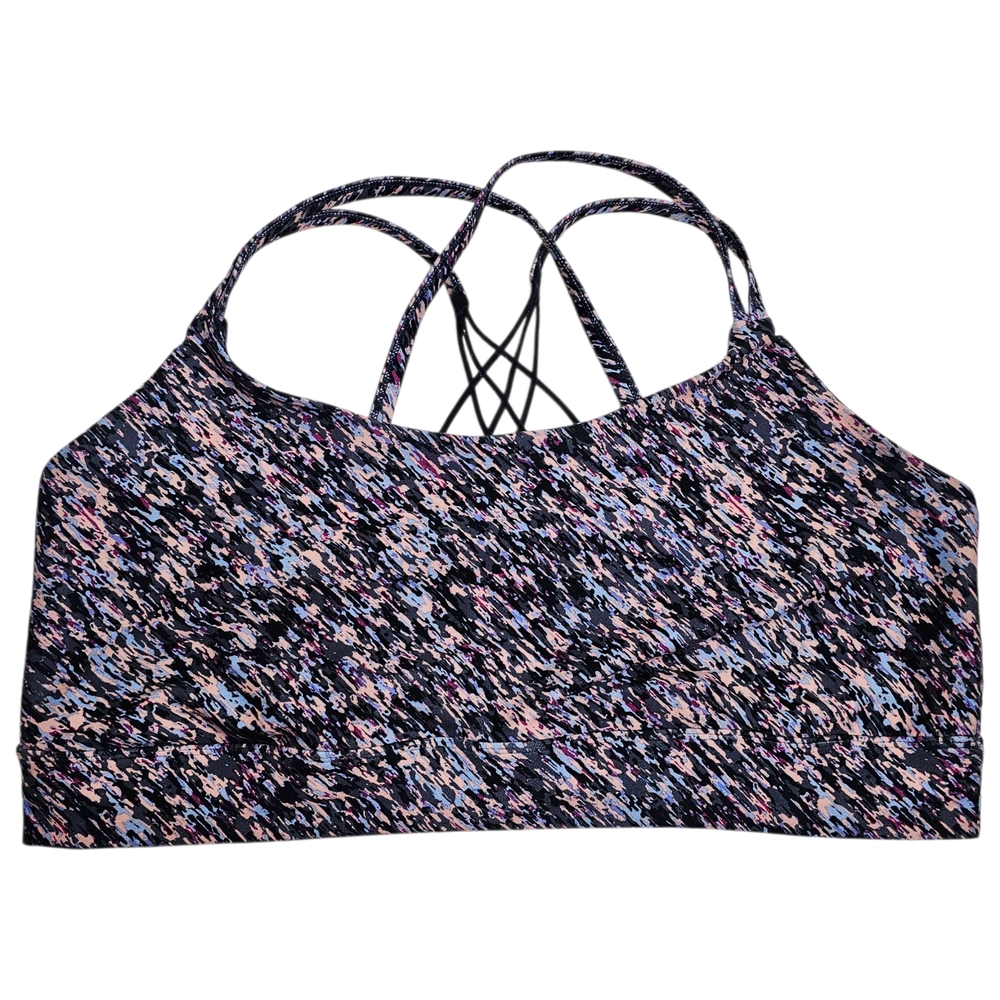 Freely Colorful Multicolor Strappy Criss Cross Racerback Sports Bra Size 3X